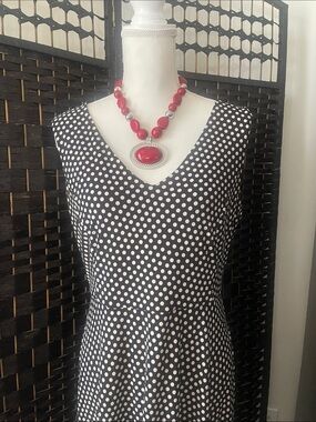 Tommy Hilfiger Black and White Polka Dot Midi Dress
